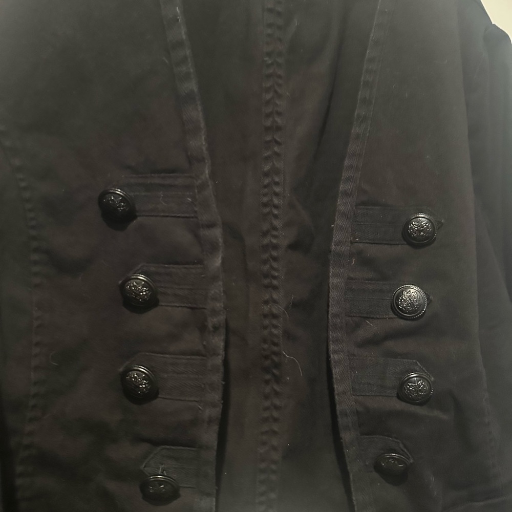 Torrid Military Style Twill Cropped Jacket Black Shrug with decorative buttons - Picture 8 of 8